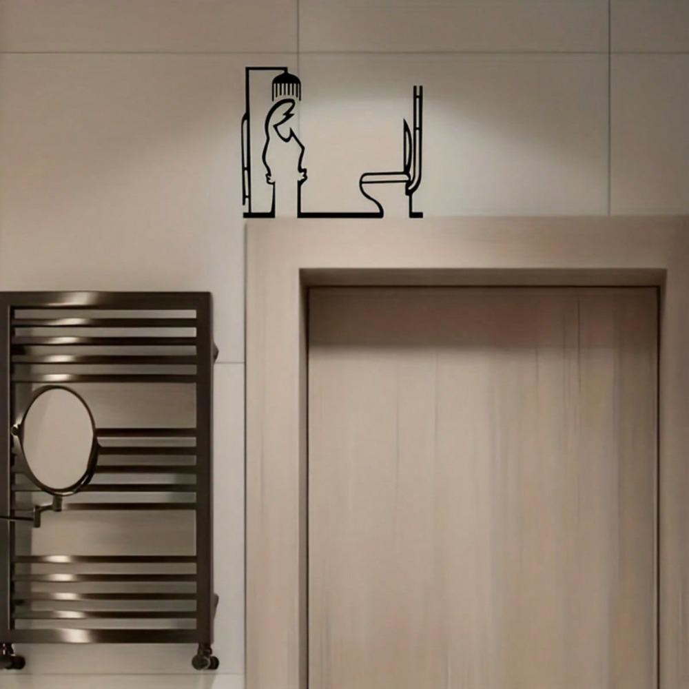 Decorazione Porta Bagno Minimalista in Metallo Nero La Linea Art Installazione Facile Decorazione Casa