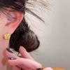 Golden Camellia Ear Buckle Earrings Women's Retro Light Luxury Minimalist Personalized Advanced Temperament Everyday Ear Jewelry