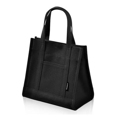 Mini Bolsa Tote Chamboise, Feita no Japão, Lona Autoportante, Pequena, Bolsa de Almoço Unissex, Armazenamento, Ótimo Presente (Preto)