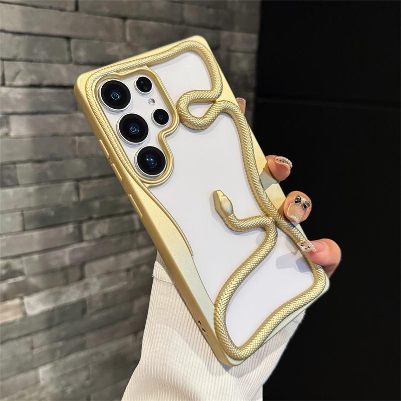3D Schlangen Handyhülle für Samsung Galaxy S25 Ultra S24 S23 FE S22 A56 A36 A26 A06 A16 A55 A54 A15 A14 Galvanisiert Hohl Stoßstangenabdeckung