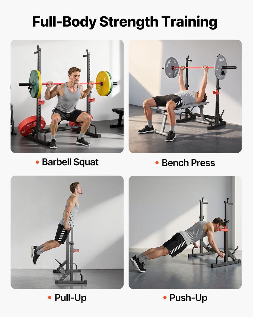 VEVOR Power Cage Squat Rack, Home Gym Power Rack with Adjustable Height & Width