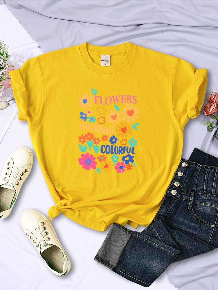 Blumen jeder Art blühen Damen T-Shirts Street Hip Hop Kreativität T-Shirt Kleidung Atmungsaktiv Lässig Damen Kurzarm