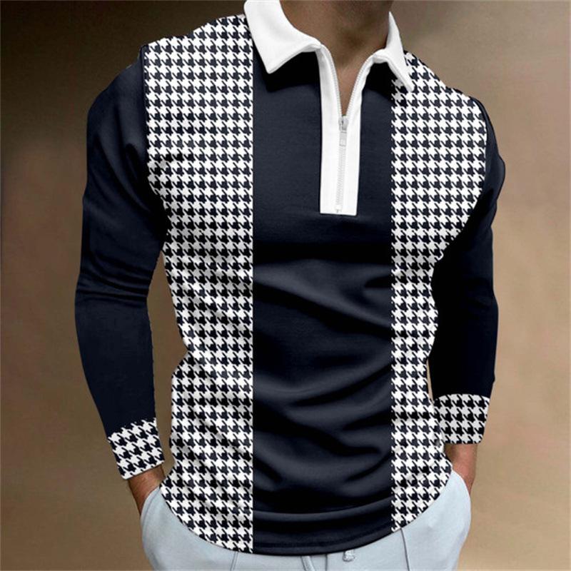 Herrenmode Frühling Herbst Polyester Poloshirt 3D Digitaldruck Casual Golf Poloshirt Tops