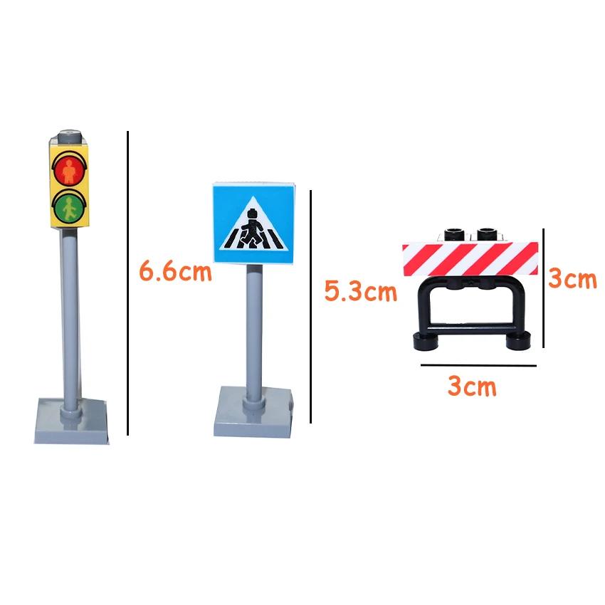 Non-Toxic Moc City Traffic Lights Road Signs Roadblock Signal Light Speed Limit Diy Building Block Scene Construction Minifigs Accessories