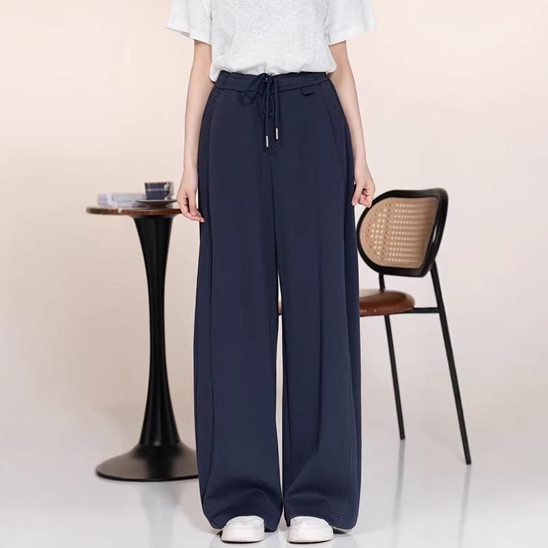 Women's Elastic Waist Wide Leg Pants, Casual Drape Style, Spring 2026