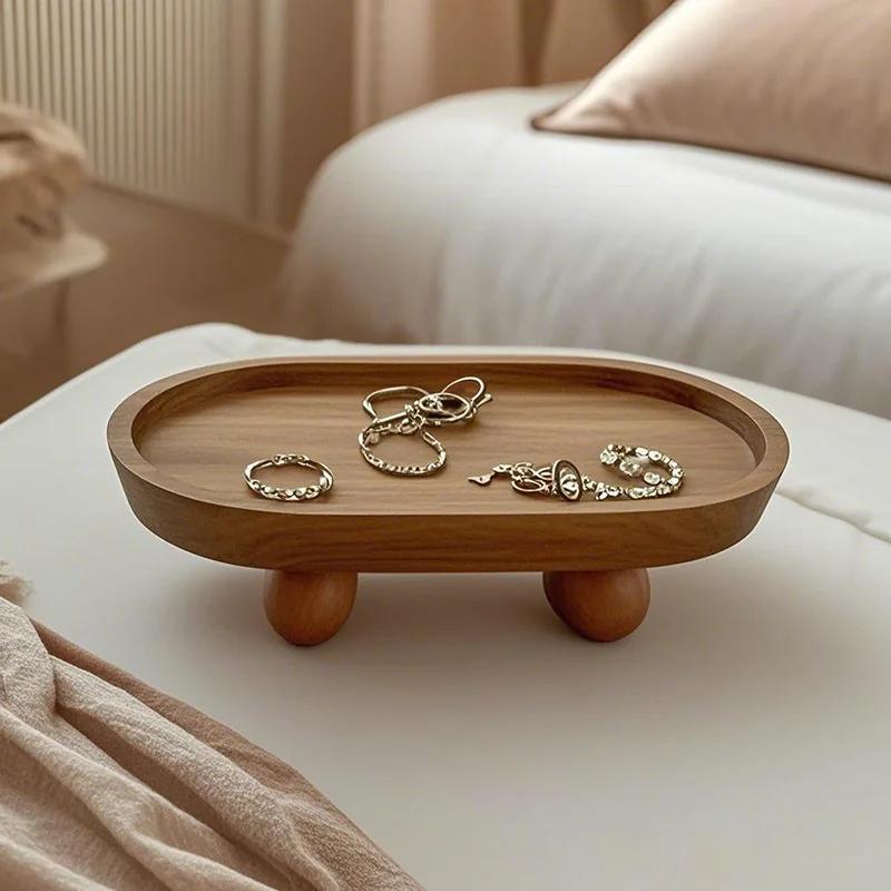 1pc multi-functional wooden tray, suitable for aromatherapy, key storage, etc. - Elliptical design