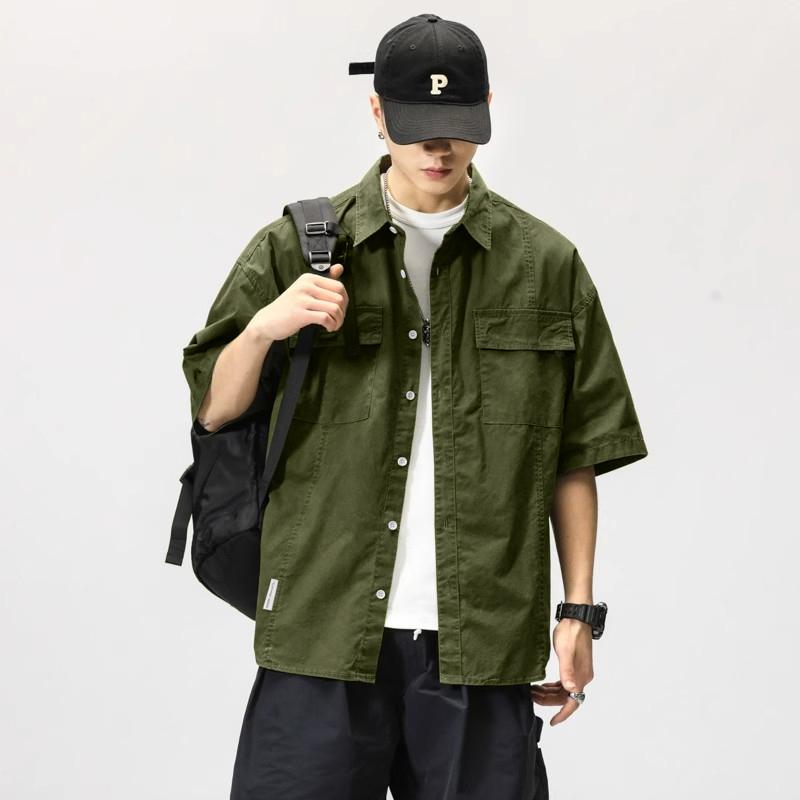 Workwear Short-Sleeved Shirt Men's Short-Sleeved Slim Jacket Summer Men's Casual Jacket Men's Student Shirt