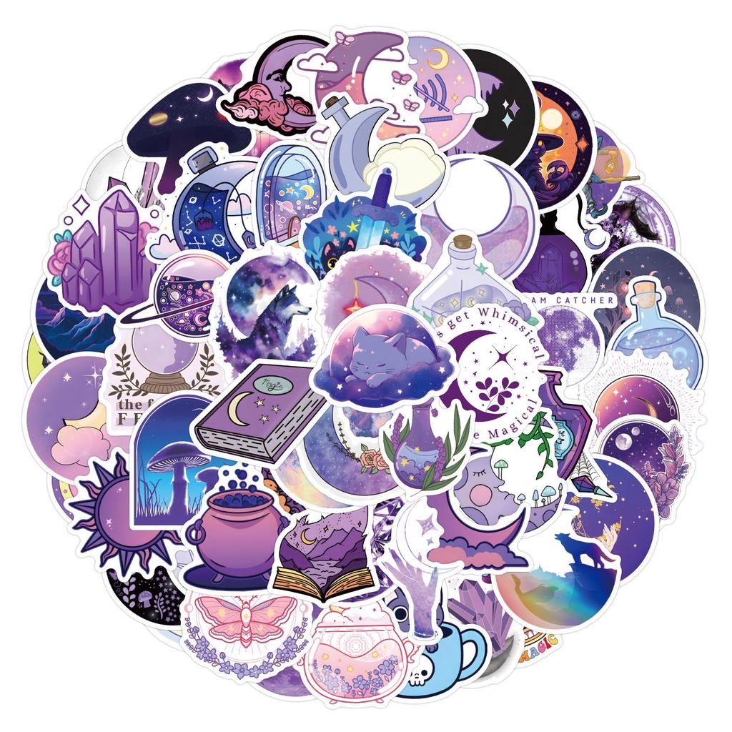 110PCS Trendy Colorful Moon & Graffiti Stickers for Phone & Water Bottle DIY Decoration - Waterproof Decals