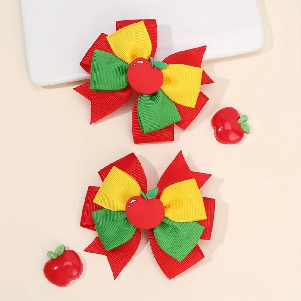 Sweet Apple Bow Hair Clip: Double Ponytail Princess Accessory как