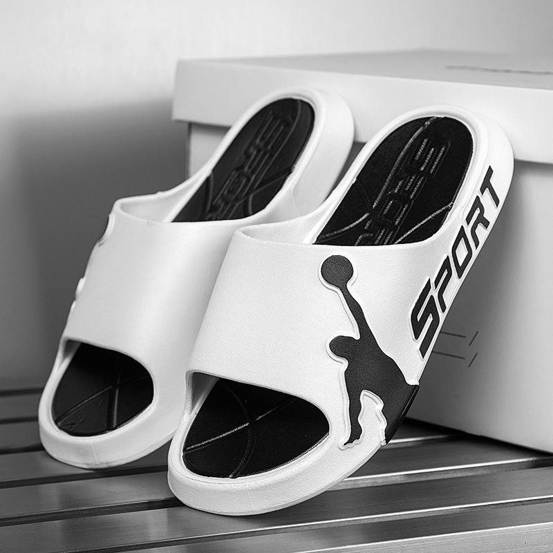 Color thick-soled slippers men's summer wear sports and leisure one-word indoor home non-slip beach sandals