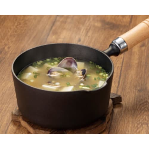 Iwachu 16cm Saucepan with Wooden Handle, Black Finish, Inner Diameter 16cm, Induction Compatible, Nambu Ironware, 24070