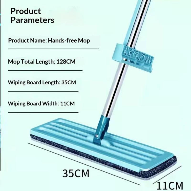 Flat Floor Mop Squeeze Mop Hand Free Wringing Floor Cleaning Mop Microfiber Pads Lazy Mop Wet Or Dry Usage Home Cleaning Tool