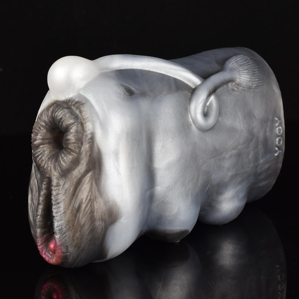 Masturbatoare pentru bărbați Dual Channel Forme ciudate asemănătoare vacii 16*9*6cm 720g Păpuși sexuale din silicon lichid Sex anal/vaginal