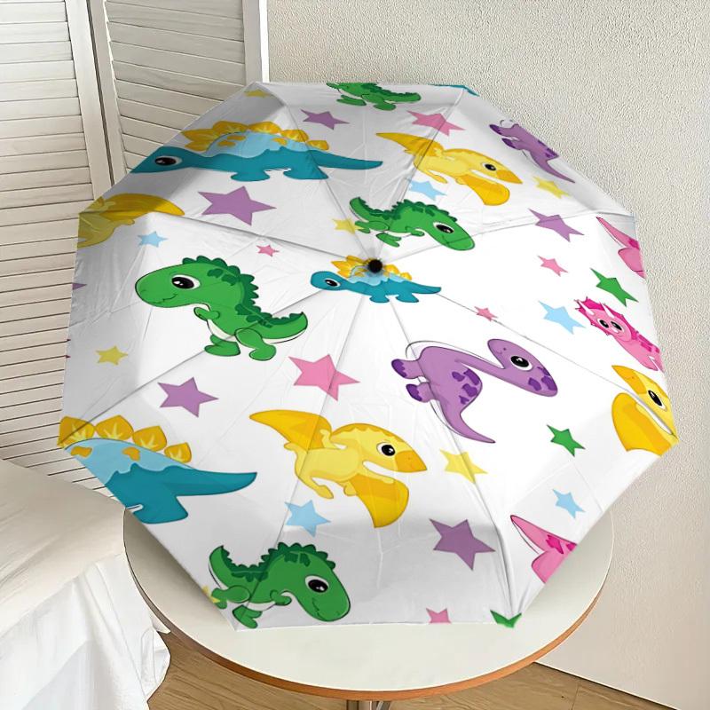 1PC Dinosaur StarsAutomatic Open/Close Umbrella with Windproof, 8-Rib Sturdy Canopy, Durable Ribs, Fashionable Design, Outdoor Accessory, Fun Prin, Ho