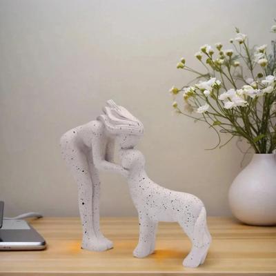 Human And Dog Statue Cute Resin Pet Sculpture for Home Office Desk Shelf Decor Sympathy Gifts for Pet Lovers