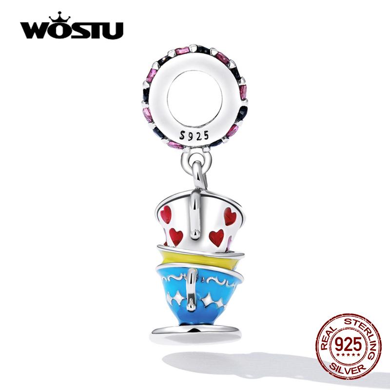 

WOSTU стерлингового серебра 925 пробы милые волшебные чашечки подвески-подвески бусины для женщин подходят оригинальный DIY браслет ожерелье ювелирные изделия на день рождения 925 silver