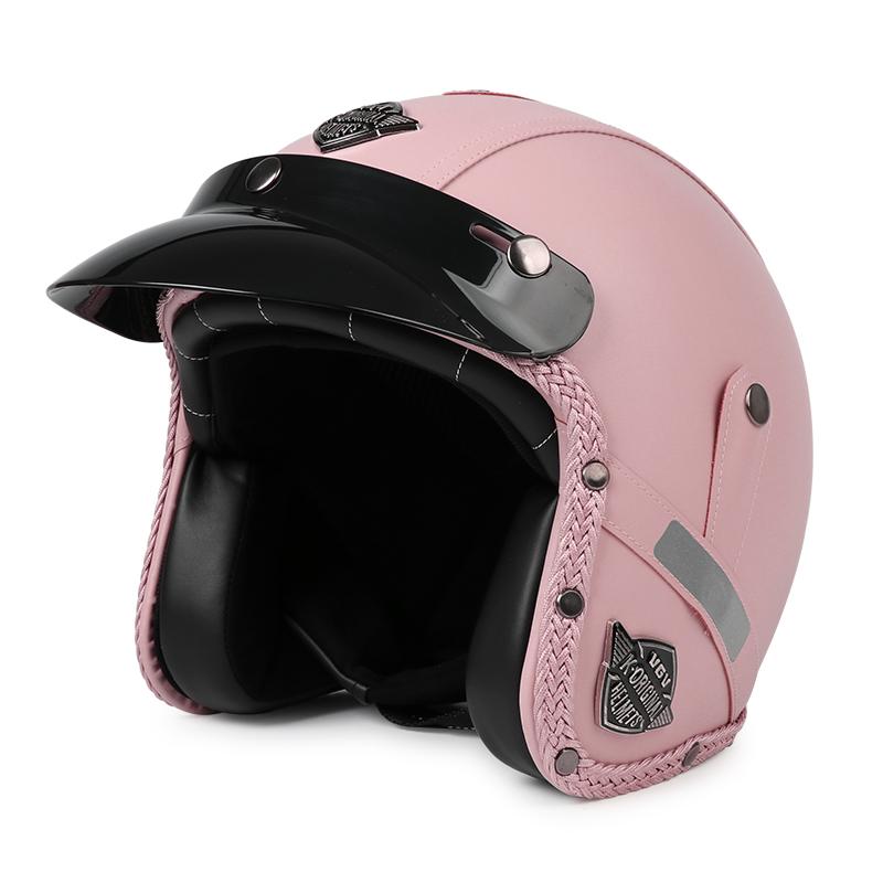 Retro Motorcycle Helmet PU Leather Open Face 3/4 Chopper Bicycle Helmets Classic Casco Moto Vintage K7
