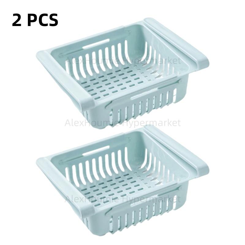 2 Packs Refrigerator Hanging Drawer Organizer Retractable Drawer Refrigerator Storage Box Pull Out Storage Box Sliding Shelves