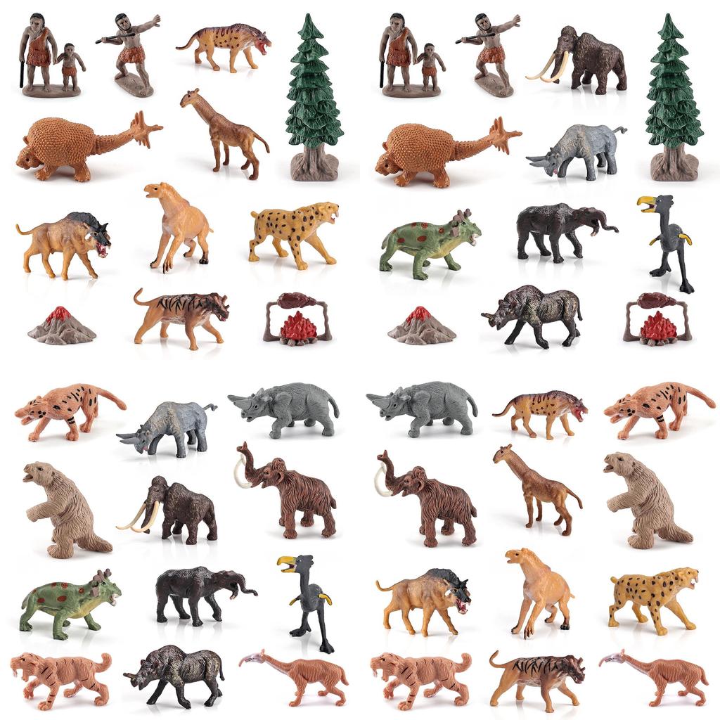 Lifelike Ancient Era Scene Desktop Decor With Prehistoric Animals And Humans Models
