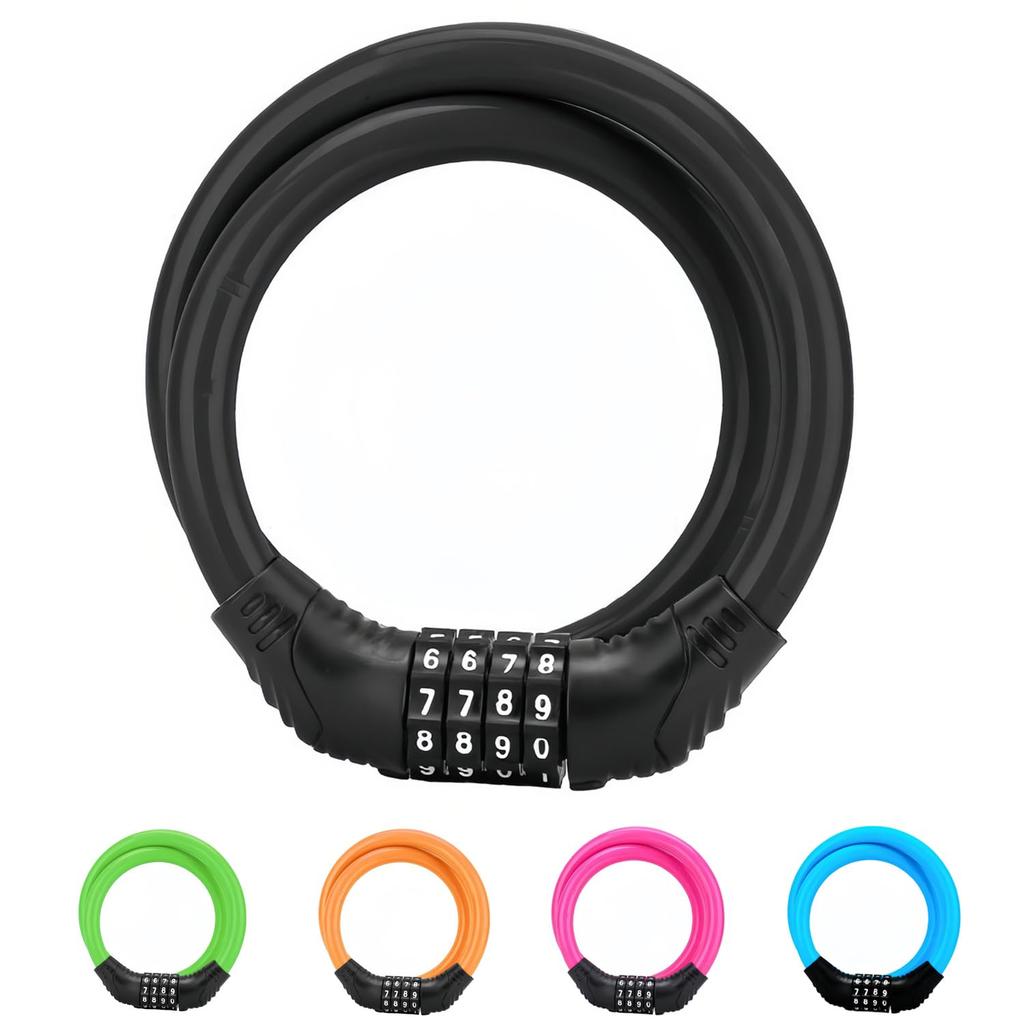 Fieekty Bicycle Lock with and 600mm Personalized No Key Changeable Dial Japanese Instruction Manual Included Black Key, Dial, Wire, Long, 10.04mm