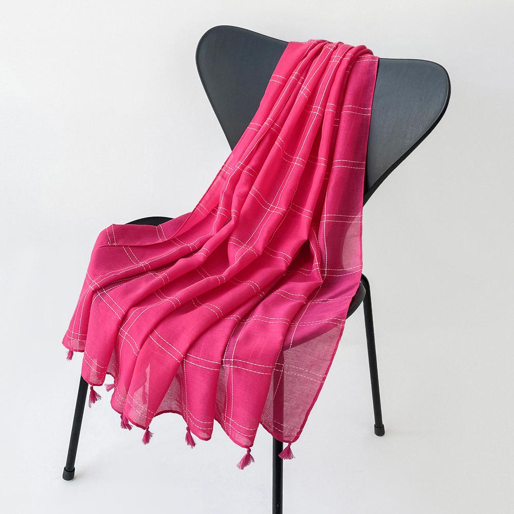 200 * 80cm Summer Women'S New Medium To Long Scarf Shawl Breathable Sunscreen Fashionable Versatile Premium Silk Scarf