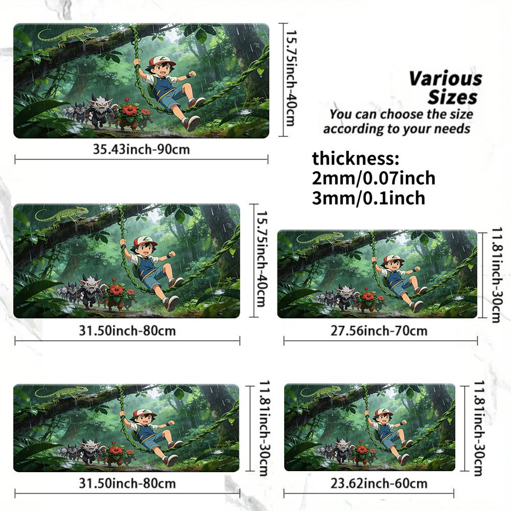 Pokemon Ash Pikachu Forest Adventure Gaming Desk Mat NonSlip Washable Mouse Pad 30x80x0.2cm