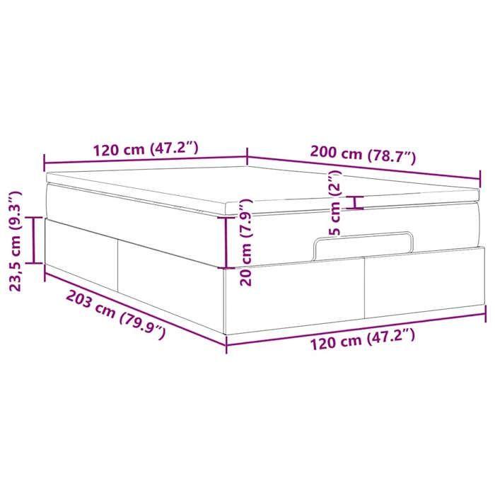 VidaXL Cadre de lit ottoman avec matelas gris foncé 120x200cm tissu, cadre de lit, cadre de lit rembourré, cadre de lit 3311100