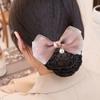 Pearl Pendant Mesh Bow Bun Net Spring Clip Bowknot Hairgrips Net Cover Bowknot Bun Snood  Dance