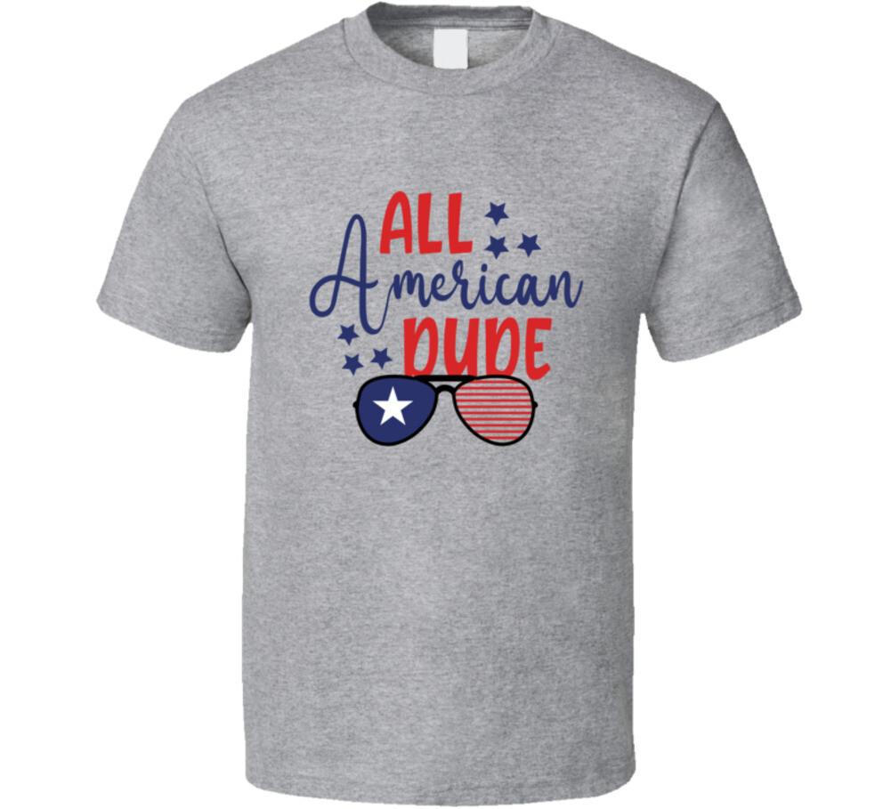 All American Dude Tee Usa Pride TShirt July 4th Unisex Novelty T-Shirt L