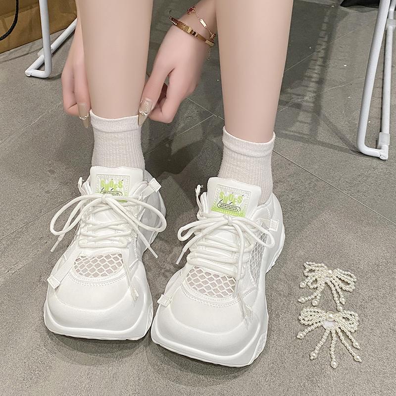 Fashion 8cm Women Summer Air Mesh Microfiber Platform Wedge Slides Shoes Mules Shoes Women Chunky Sneakers Sandals Breathable