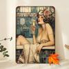 Vintage 1920s Lady In Bathtub Metal Wall Art, Reusable Tin Sign Decor, Fashionable Retro Bedroom for Elegant Home Decoration