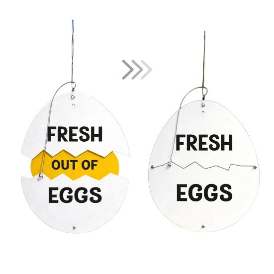 

Farm Fresh Eggs Sign Cracked Eggshell-Shaped Wooden Sign with Fresh/Eggs/Sold Out Design Funny Chicken Coop Market Hanging Decor for Farm B