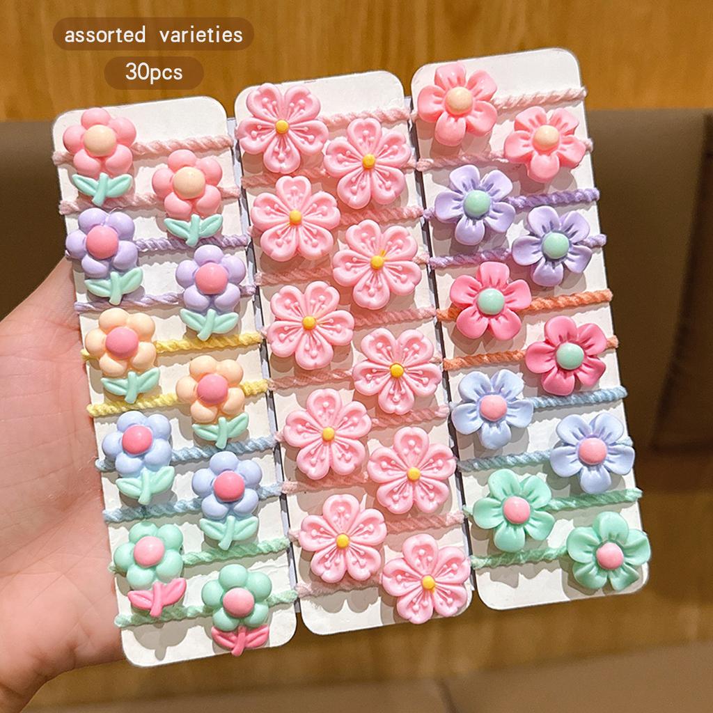 30 cute flower shaped rubber band hair accessories suitable for daily use
