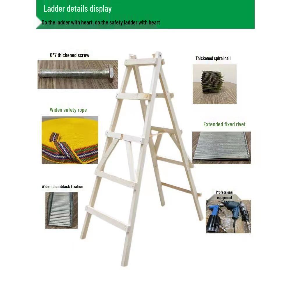 Herringbone Wooden Multi-Functional Step Ladder: Household and Engineering Use