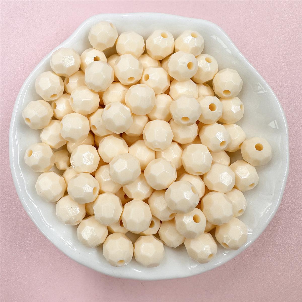 

Принадлежности для домашней вечеринки Подарочный пакет-браслет Аксессуары-цепочка для мобильного телефона Многогранное детское ожерелье Однотонный акрил 50 шт. 7,5*8 мм круглые бусины бежевый