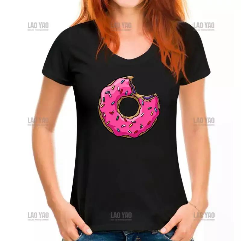 

Sweet Donut Cartoon Man Printed T Shirt Donut Homer Yellow Sprinkles Lisa Marge Bart Maggie Classic Woman Oneck Ropa Hombre 4XL