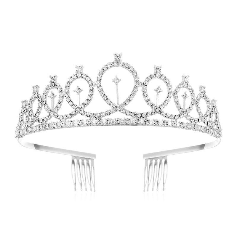 Corona da sposa Accessori per capelli in lega Abito da sposa Fascia con strass Corona elettrolitica Cena Copricapo da sposa in metallo