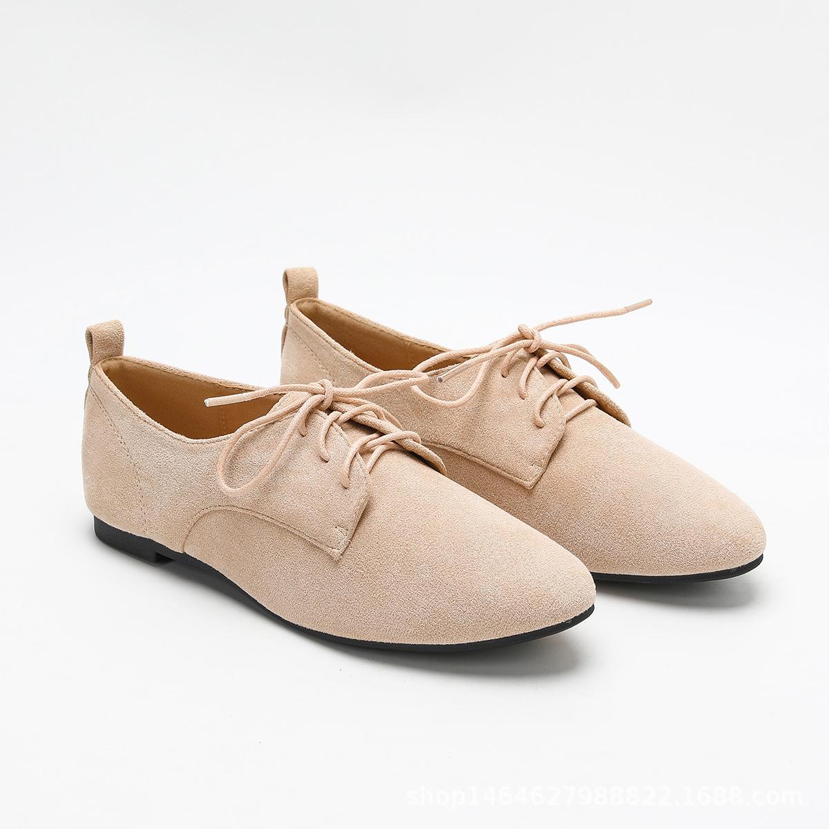 

Женские стильные туфли на шнуровке из маленькой кожи, мягкая подошва, удобный низкий каблук, универсальные удобные туфли на плоской подошве 43 абрикосовый