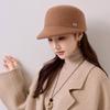 Retro Rhinestone Bow Equestrian Hat Autumn and Winter Woolen Short Brim Cap Gentle Commuting Temperament Hat Women's