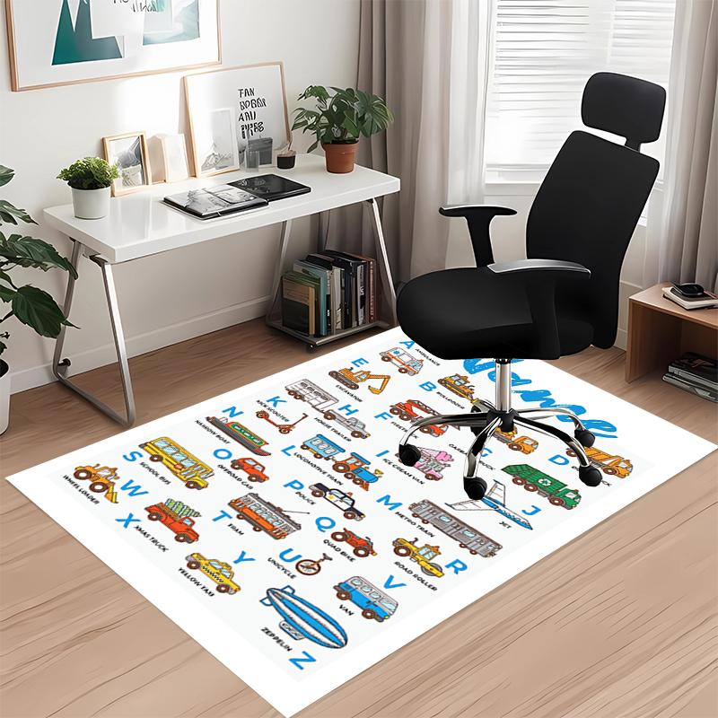 Custom Name Cute Cars Printed Carpet, for Office Chair Living Room Bedroom Kitchen Room Decor Gifts.