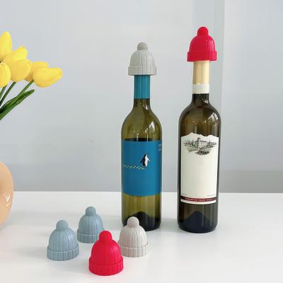 Silicone Wine Bottle Stopper Vacuum Seal Reusable Hat Wine Stopper for Freshness Preservation Creative Decorative Beverage Cap