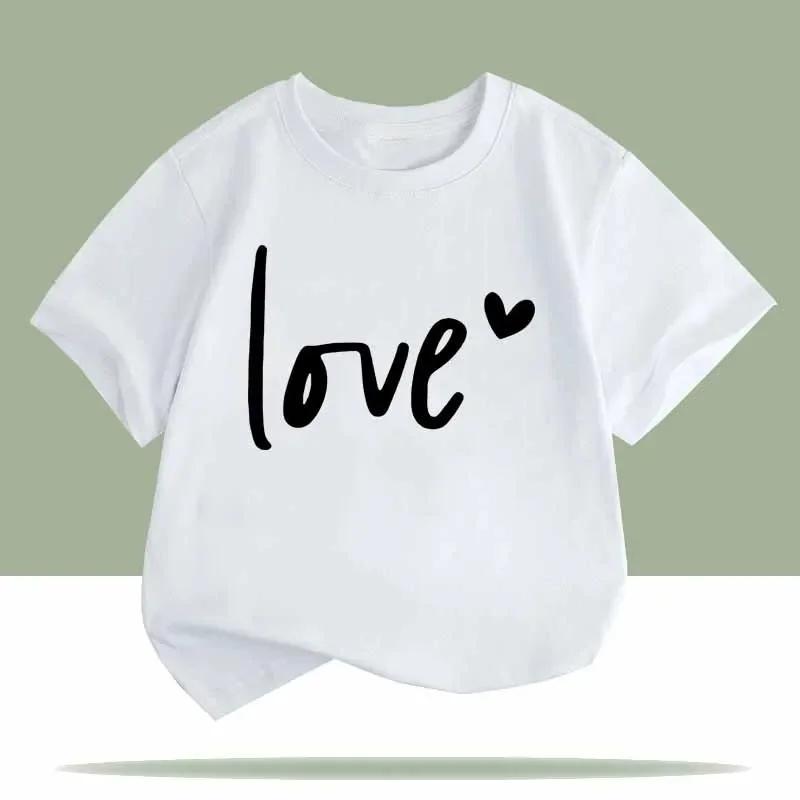 Love Heart Print Children Tshirts Summer Girls Boys Cute Casual Colorful Comfortable Tops Kids Crew Neck Short Sleeve Tshirts