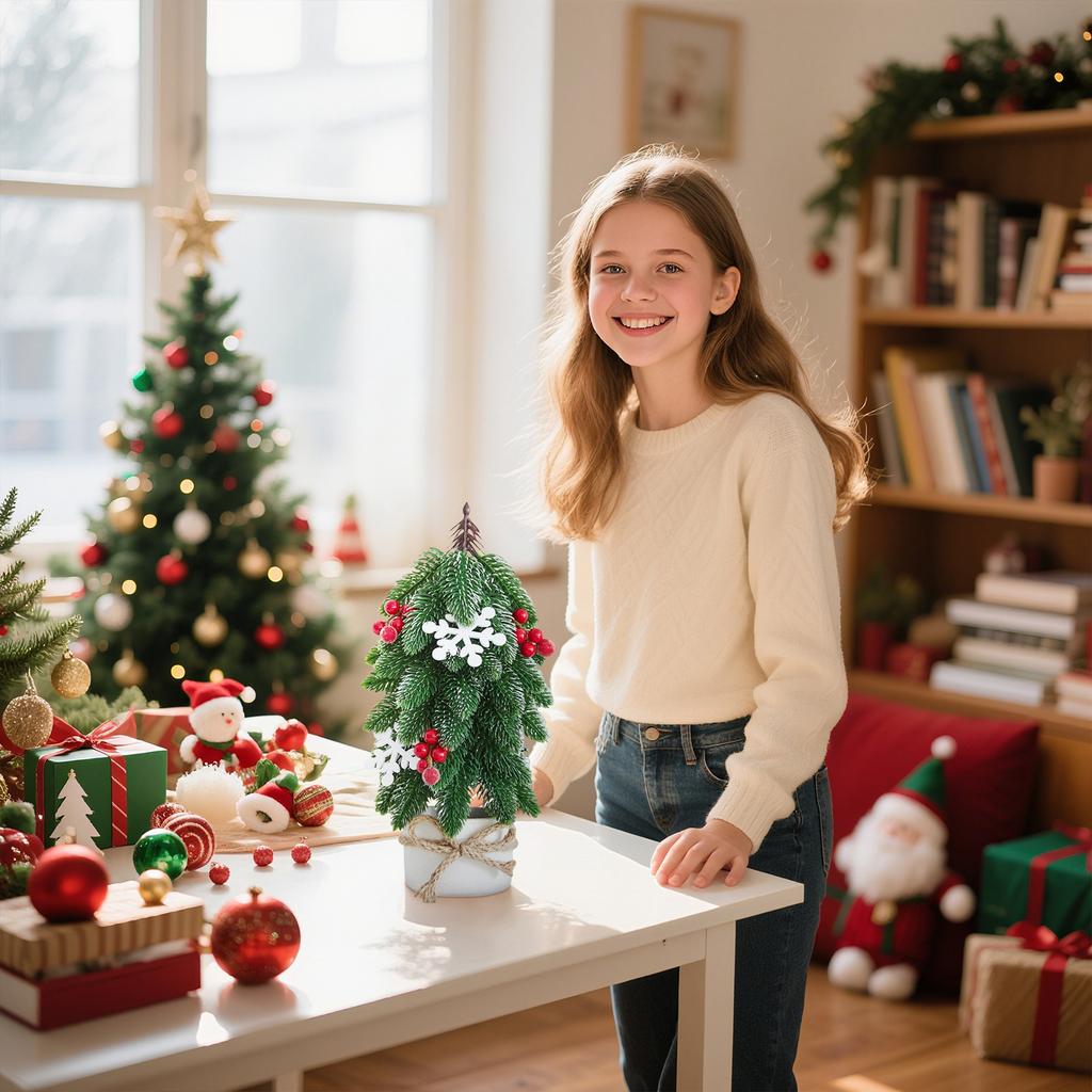 Christmas Decorations: Desktop Christmas Tree, Small Potted Plant, Nobetasone For The Living Room.