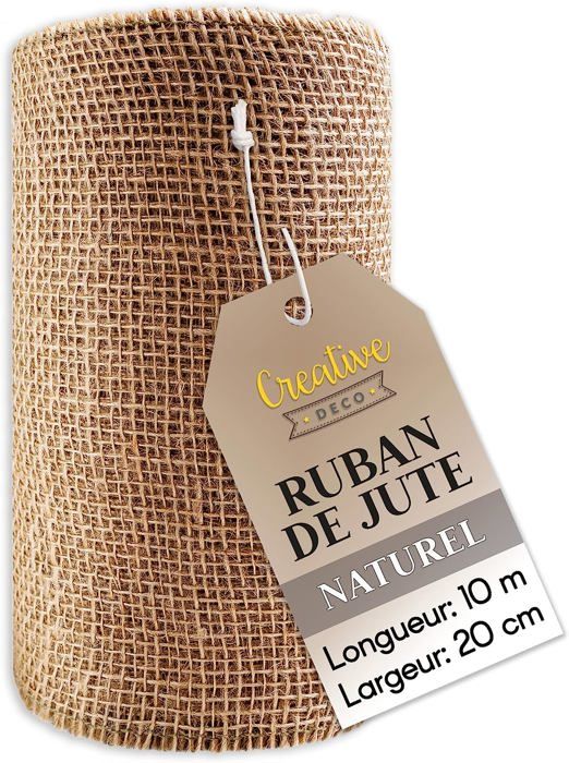 Ruban Chemin de Table - Creative Deco - Jute Naturel - 20cm x 10m - Décoration Mariage - Style Campagne