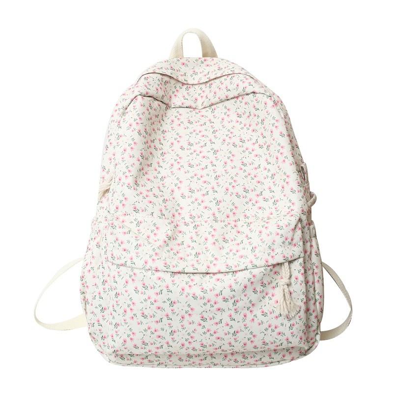Cute And Tulip Floral Pattern Student Leisure Backpack For School And Use Daily