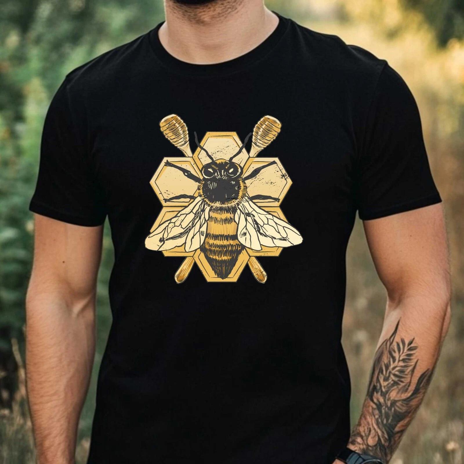 T-Shirt Herren Biene Motiv Baumwolle Größe XS bis 5XL S
