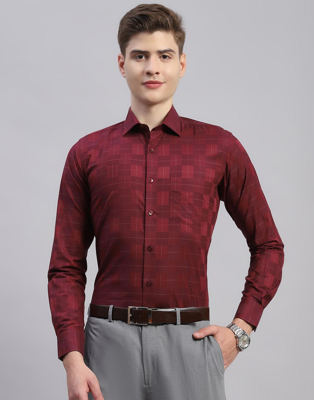 Monte Carlo Mens Solid Collar Neck Pure Cotton Shirt L