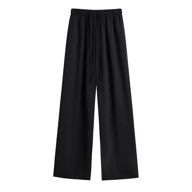 Plus Size Women High Waisted Wide Leg Trousers Summer Cool Feeling Straight Thin Pants