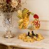 Hand Painted Enamel Rooster Jewelry Box For Rings Earrings And Small Accessories Decorative Ornament Gift