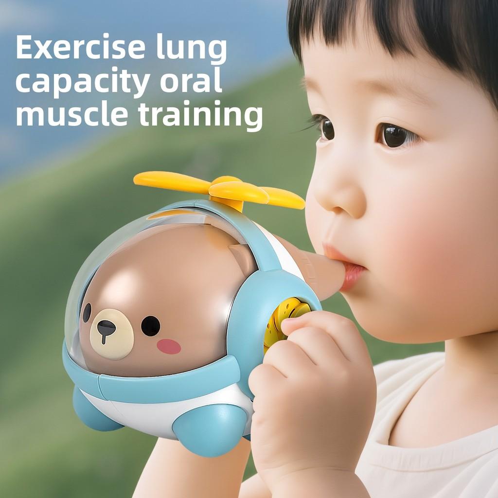 Childrens Plastic Panda Bear Airplane Toy With Horn Sound For Lung Exercise And Development